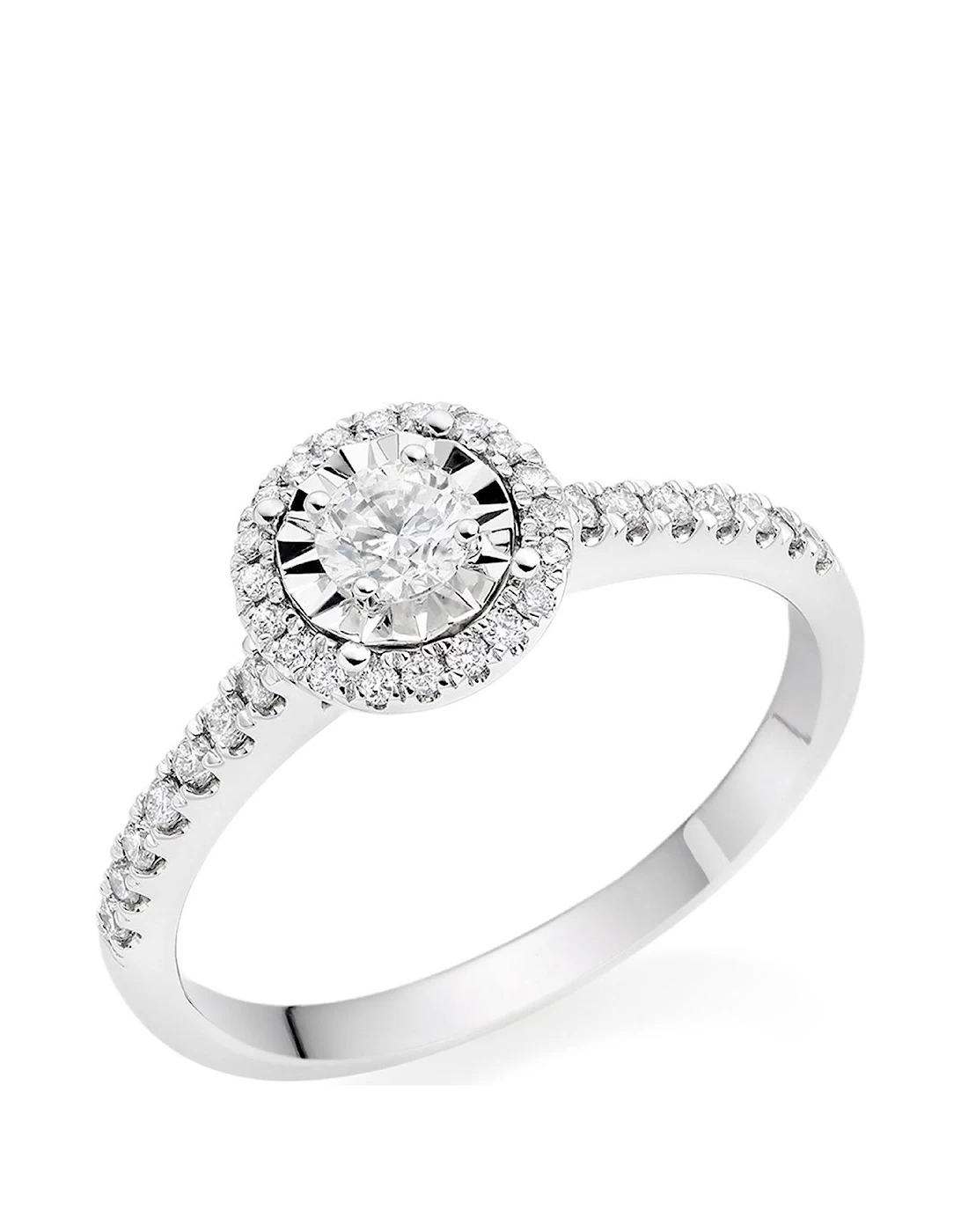 Beaverbrooks 9ct White Gold Diamond Halo Ring