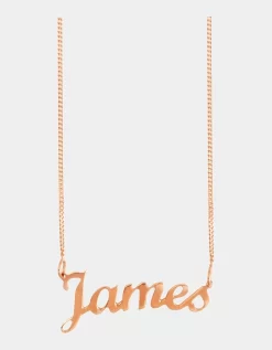 The Love Silver Collection 18ct Rose Gold Plated Sterling Silver Personalised Script Name Necklace On Adjustable Curb Chain