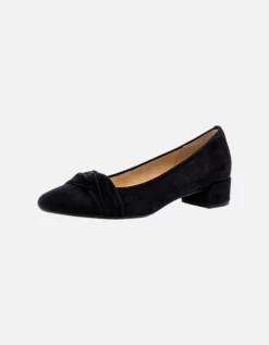 Gabor Prince Modern Leather Block Heel Pumps In Navy Suede