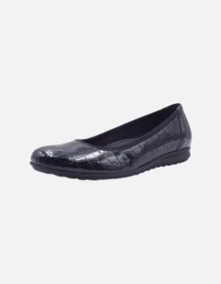 Gabor Splash Modern Wider Fit Ballet Pumps In Navy Patent