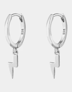 The Love Silver Collection Sterling Silver Lightning Bolt Huggie Earrings
