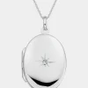 Beaverbrooks Silver Cubic Zirconia Starburst Locket