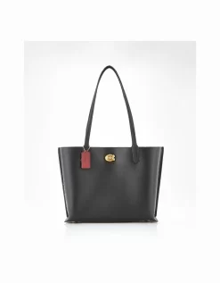 COACH Willow Polished Pebble Leather Tote Bag - Black