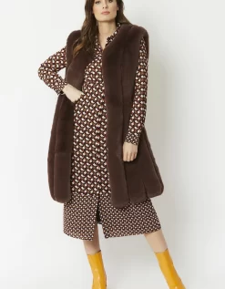 Brown Faux Fur Midi-Maxi Gilet
