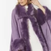 Purple Luxury Faux Fur Fine Knitted Coat