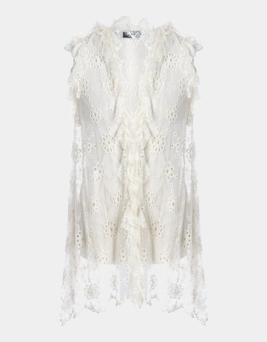 Cream Vintage Lace Gilet - Image 6