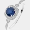 Love GEM Arrosa 9ct White Gold 5mm Sapphire And Diamond Ring