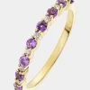 Love GEM 9ct Yellow Gold 2mm Amethyst And Diamond Half Eternity Ring