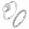 The Love Silver Collection Sterling Silver Set Of 2 Heart Design Rings