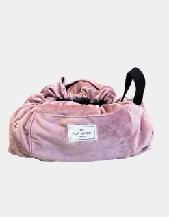 The Flat Lay Co. Pink Velvet Open Flat Makeup Bag