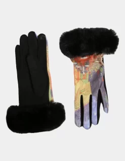 Blue Faux Suede Gloves