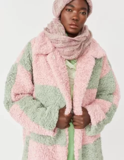 Handmade Knitted Wooly Scarf And Hat Set In Pink Ombre