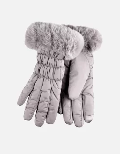 TOTES Water Repellent Padded Smartouch Gloves With Faux Fur Cuff - Grey
