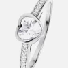 The Love Silver Collection Sterling SIlver Rhodium Plated Cubic Zirconia 6x6mm Heart Ring