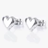 Ted Baker Sersy Sparkle Heart Stud Earrings In Silver