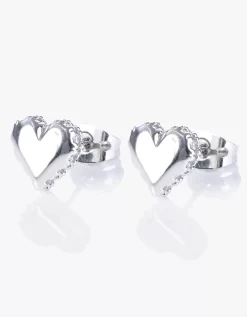 Ted Baker Sersy Sparkle Heart Stud Earrings In Silver