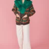 Green Banana Peel & Faux Fur Collar & Cardigan