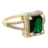 Jon Richard GOLD PLATE EMERALD CUBIC ZIRCONIA COCKTAIL RING 16MM