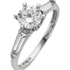 Love GEM 9 Carat White Gold CZ Solitaire Ring With Graduated Stone Set Shoulders