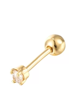 Seol + Gold 18ct Gold Plated Sterling Silver Tiny Cubic Zirconia Labret Screw Stud