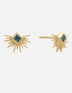 Rachel Jackson Electric Goddess Blue Topaz Gold Stud Earrings