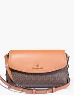 Michael Kors Brooklyn Flap Crossbody In Brown & Acorn