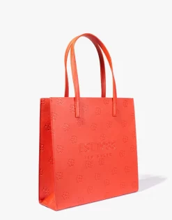 Ted Baker Lunacon Large Debossed Floral Shopper In Dark Red