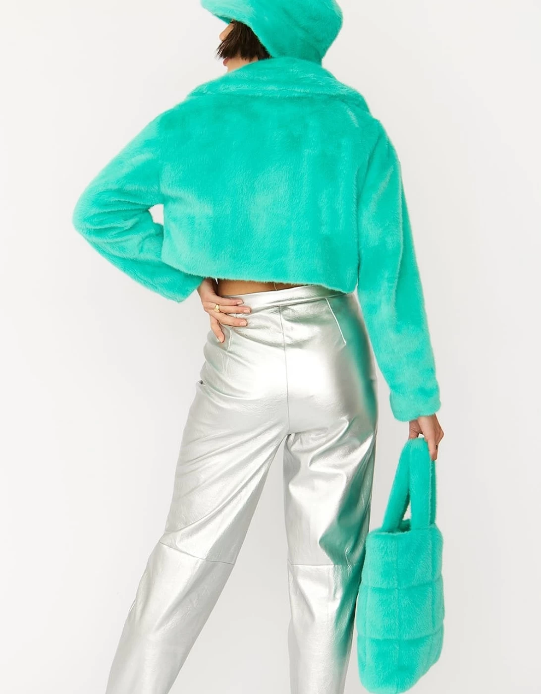 Turquoise Faux Fur Bucket Hat