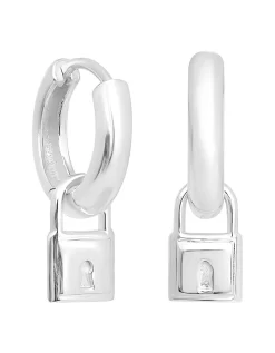 Simply Silver STERLING SILVER PADLOCK CHARM HOOP EARRING