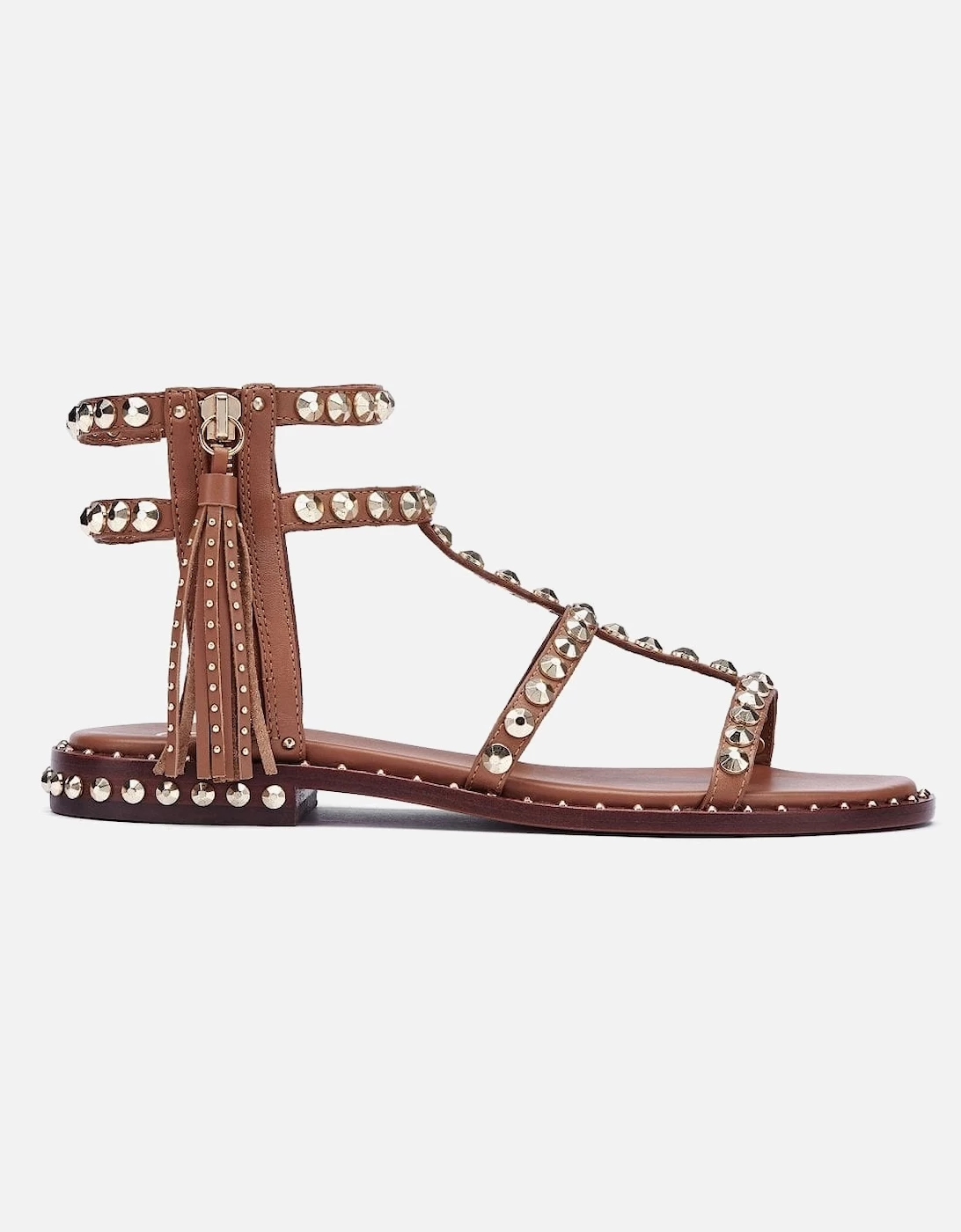 POWER Embellished Brown Leather Sandals