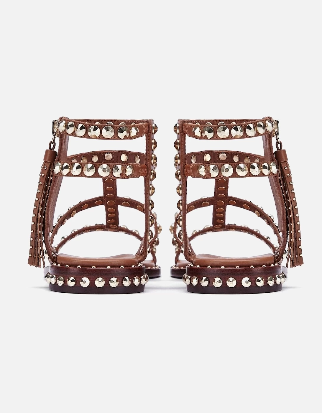 POWER Embellished Brown Leather Sandals - Image 4