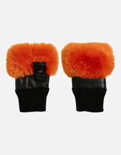 Red Faux Fur Fingerless Gloves