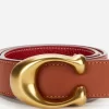 Coach Women's 32Mm Sculpted C Reversible Belt - 1941 Saddle 1941 Red - XL - Coach