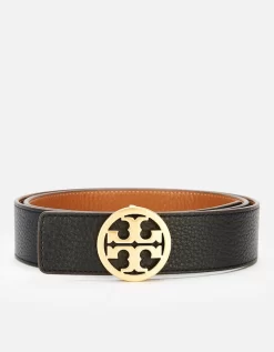 Tory Burch Women's 1.5" Logo Belt - Black - Tory Burch