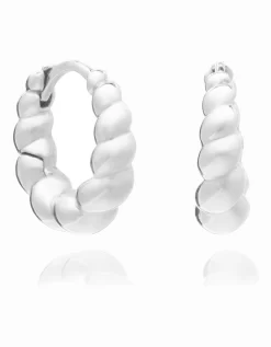 Rachel Jackson Chubby Twisted Huggie Hoop Earrings - Silver