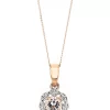 Love GEM 9ct Rose Gold Morganite And Diamond Halo Pendant Necklace 18 Inches