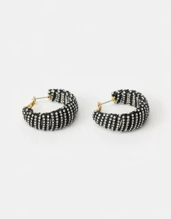 Karen Millen Diamante Detail Statement Hoop Earrings