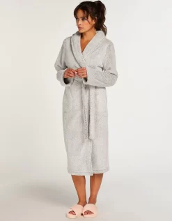 Hunkemoller Long Fleece Bathrobe - Grey