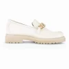 Gabor Florida Smart Chain Patent Leather Comfort Fit Loafer Shoes In Cream