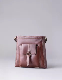 Birthwaite Large Leather Cross Body Bag In Brown