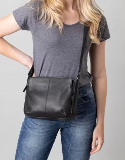 Ambleside Leather Cross Body Bag In Black