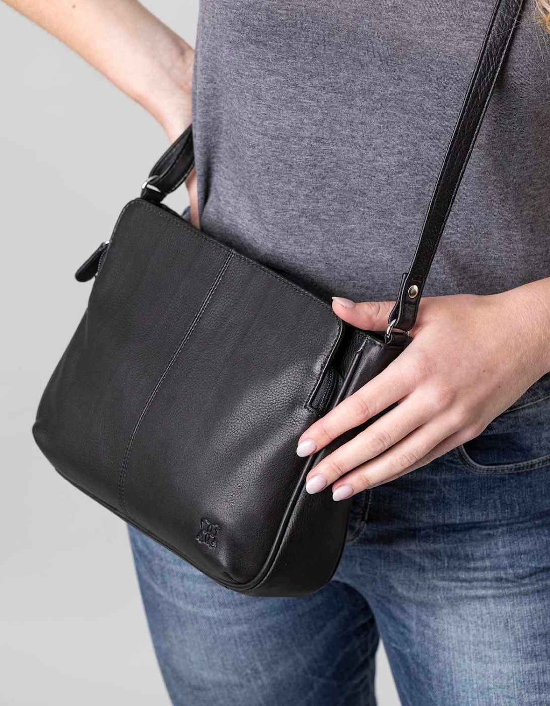 Ambleside Leather Cross Body Bag In Black - Image 2