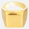 Seol + Gold 18ct Gold Plated Sterling Silver Domed Square Signet Ring