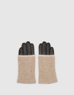 Reiss Knitted & Leather Gloves