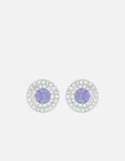 Mood Silver Crystal Lavender Halo Stud Earrings