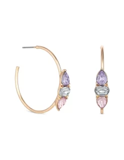 Lipsy Rose Gold Pastel Stone Fine Hoop Earrings