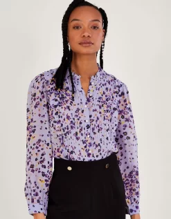 Monsoon Blossom Pin Tuck Blouse - Purple