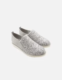 Jana 24603 Josie Sparkly Sporty Wide Fit Loafers In Light Grey