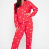 Pour Moi Luxe Woven Twill Pyjama Set - Red