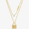 Michael Kors Precious Metal-Plated Sterling Silver Pavé Lock Layered Necklace